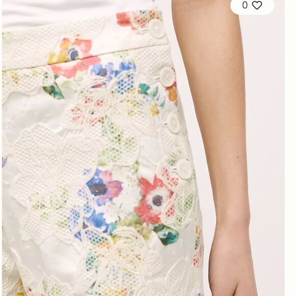 Anthropologie Elevenses Calalonia Short Size 4 Floral Lace Appliqué Button Close - Picture 11 of 11